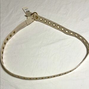 NEW Anthropologie White Leather Belt with Gold Accents size M